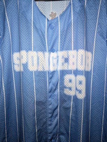 SpongeBob Schwammkopf Größe 2XL Jersey Nickelodeon blau mit Grafik vorne Knopf - Bild 4 von 7