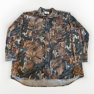 Vintage Mossy Oak Button-Up Shirt Camouflage Camo Made in USA 100% Cotton READ