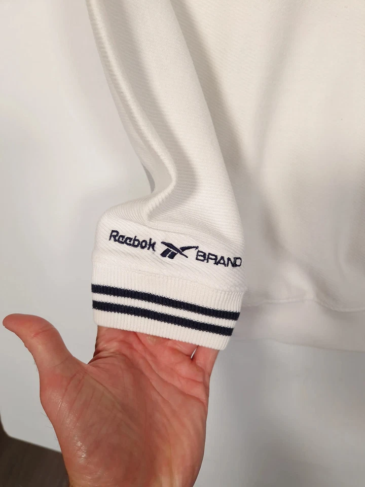 90's Reebok Sweatshirt Size Medium Men's Oversized White Embroidered Crew Neck - Image 3 of 4