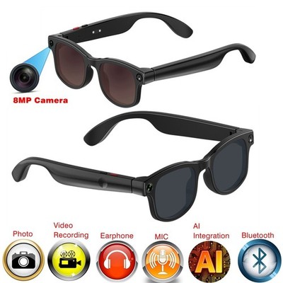 AI glasses with camera with 8MP camera and music player and video recording