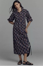 Anthropologie Maeve Bettina Shirt Dress Women’s Size Medium Sailboat Print Midi