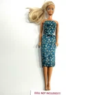 Vintage 1960s Barbie Fashion CLONE TEAL SILVER & GOLD BROCADE SHEATH DRESS ~ EXC