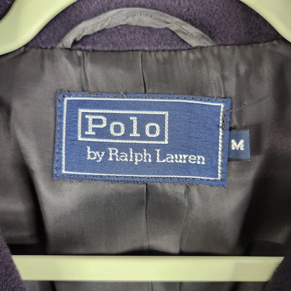 Vintage Polo Ralph Lauren Peacoat Mens Medium Navy Blue Cashmere -Blend - Image 3 of 4