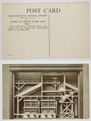 Field Museum Chicago IL Model Twenty Stamp Gold Mill Mining Ore Gold Rush PC
