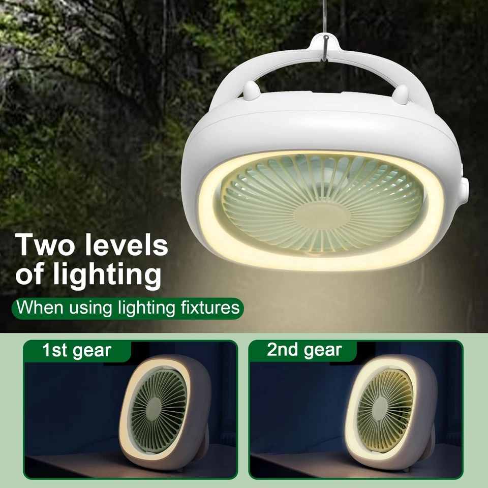 Ceiling Fan |Wall Mounted Quiet Fan with Remote | 4000mAh Battery | 4 Speeds&... - Image 2 of 4