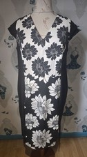 Gorgeous Black White Floral Shift Midi Dress By Dress At Next, Size 22