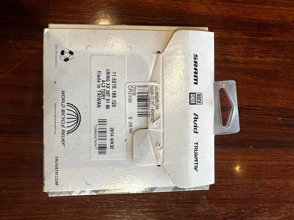 NOS 26T TRUVATIV SRAM XX Gray ALUMINUM 4 BOLT Chainring 80mm BCD for MTB Double - Image 2 of 3