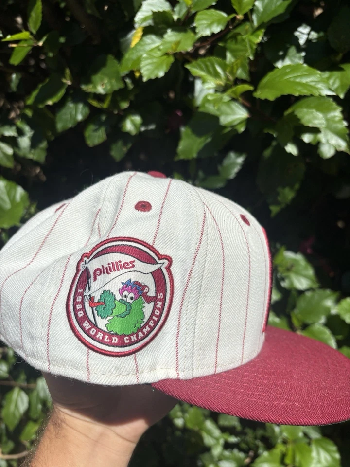 Philadelphia Phillies 1980 Serie Mundial Ajustada New Era Gorra a Rayas Talla 7 Foto 3 de 4