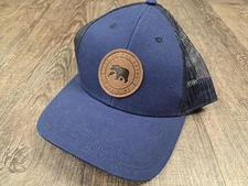 The Normal Brand Men’s Leather Patch Trucker Navy Blue NEW Hat Cap