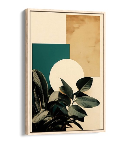 BOHO PLANT MINIMALIST GEOMETRIC HOME DECOR FLOAT EFFECT FRAMED CANVAS ART PRINT - Picture 11 of 12