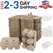 40 Pack 6 Cell Empty Egg Cartons, 6 x 3.7 x 2.7 Inch Brown Pulp Fiber Egg Tra...