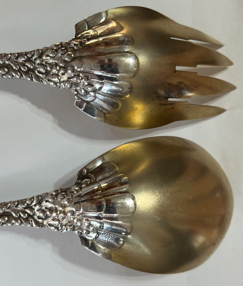 DOLPHIN by TIFFANY and Co Sterling Silver SALAD SET~~Gold Washed