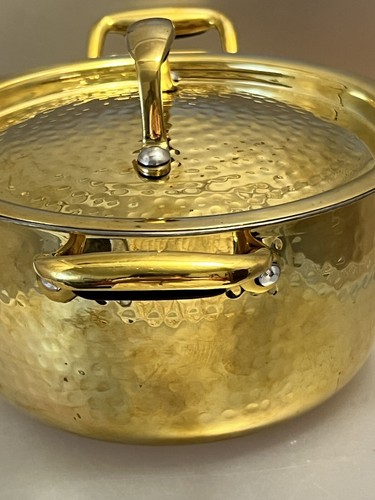 Olla de latón de 2,1 cuartos de galón de gama exclusiva Swadeshi Blessings para cocinar/tapa - Imagen 2 de 16
