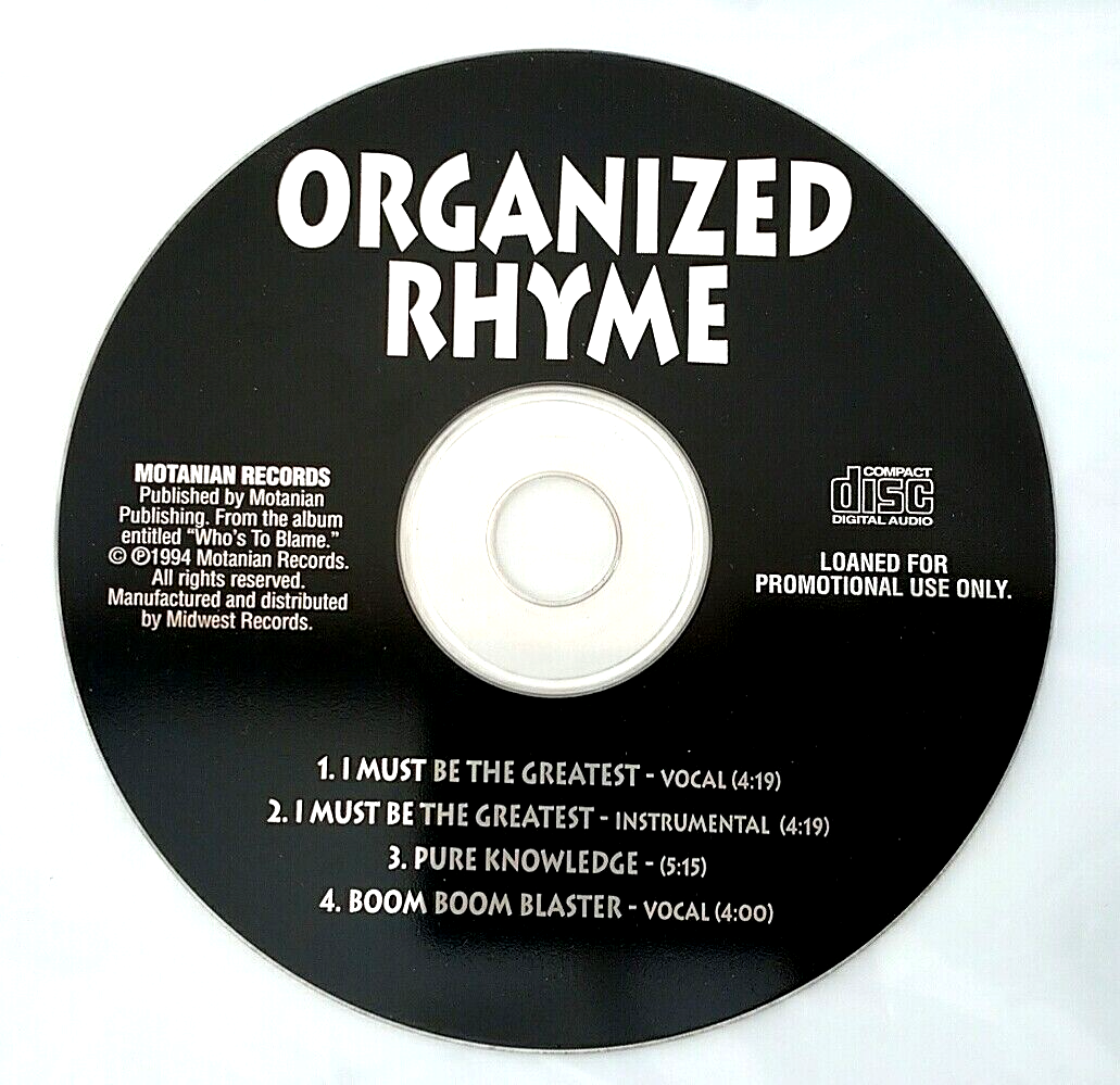 CD) Organized Rhyme – I Must Be The Greatest , Promo, Single, Rare