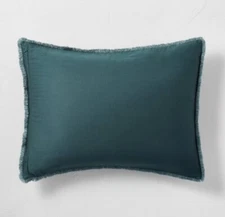NWOT~ Casaluna Standard Dark Teal Heavy Weight Linen Blend Pillow Sham JJ54