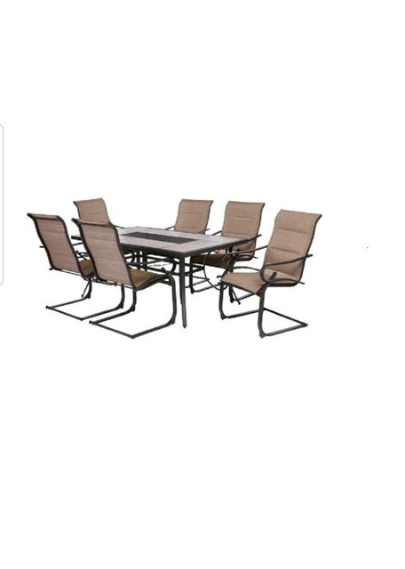 7 Pc Outdoor Rectangular Counter Height Dining Set In Black Id 3786890 For Sale Online Ebay