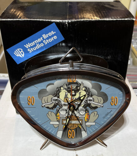 Horloge vintage Lonney Tunes Taz Harley-Davidson - remontez avec alarme - Photo 1/2