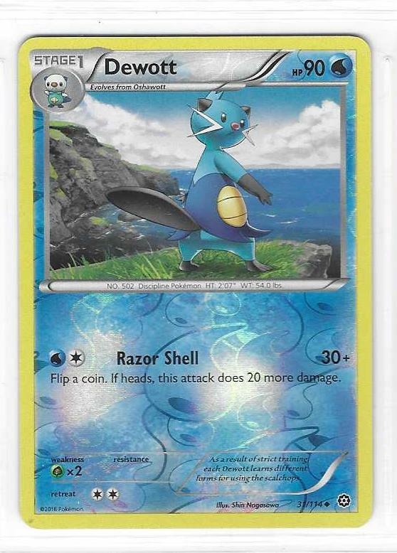Pokemon --- DEWOTT --- XY Steam Siege! REVERSE HOLO! NM/Mint! 31/114