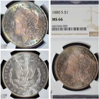 1880 S Morgan Silver Dollar, NGC MS66, Amazing Obverse Toning, Gem BU, C6772
