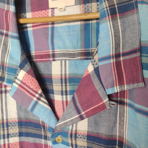 Lucky Brand kariertes Herrenhemd 4XLT 4XL groß Leinenmischung Kurzarm Knopfleiste - Bild 8 von 10