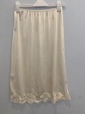 Nylon Women's Vintage Half Slip Beige Elastic Waist Nylon Size M made USA