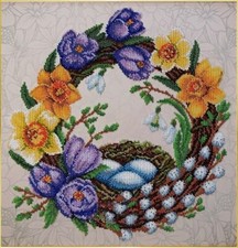 Bead Embroidery Kit DIY Craft Kit stamped Bead Needlepoint Flowers t-1395