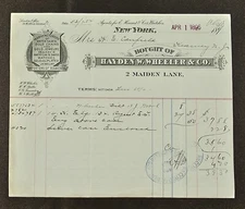 1896 Hayden W Wheeler & Co Jeweler Illustrated Billhead Receipt New York