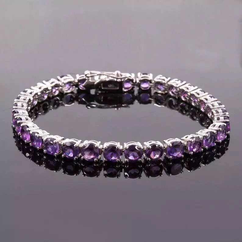 Amethyst and Raw Diamond Bracelet - Uniquelan Jewelry