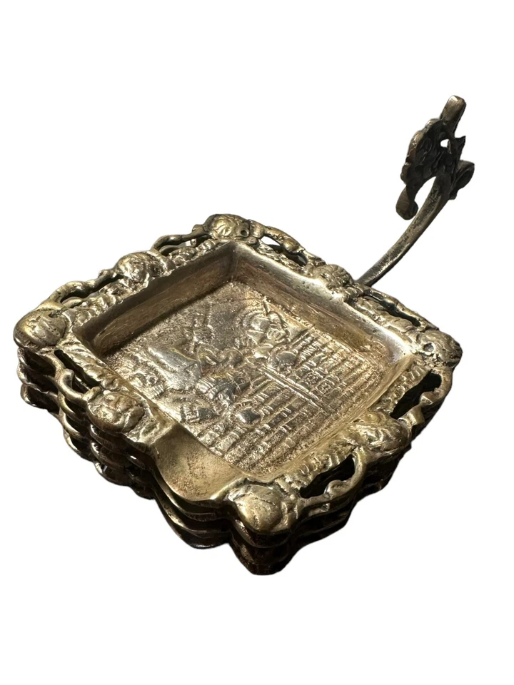 Antiguo Juego de Ceniceros Personales Arte Cigarrillo Plato Plata 800 Foto 4 de 4