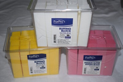 Lot Of 3 ForPro 20 Packs Four-Sided Manicure & Pedicure Nail Buffing Blocks UT8