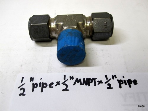 Parker CPI 1/2"" Rohr O.D x 1/2"" Stecker NPT Zweig T-Shirt 316SS 8-8-8 SBZ-SS