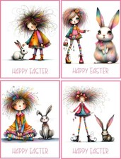 8 Quirky Easter card with Bunny glossy blank fold out card with envelopes