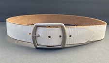 Unbranded Ivory White Cream Leather Plain Belt Snaps For Removable Buckle 38 XL