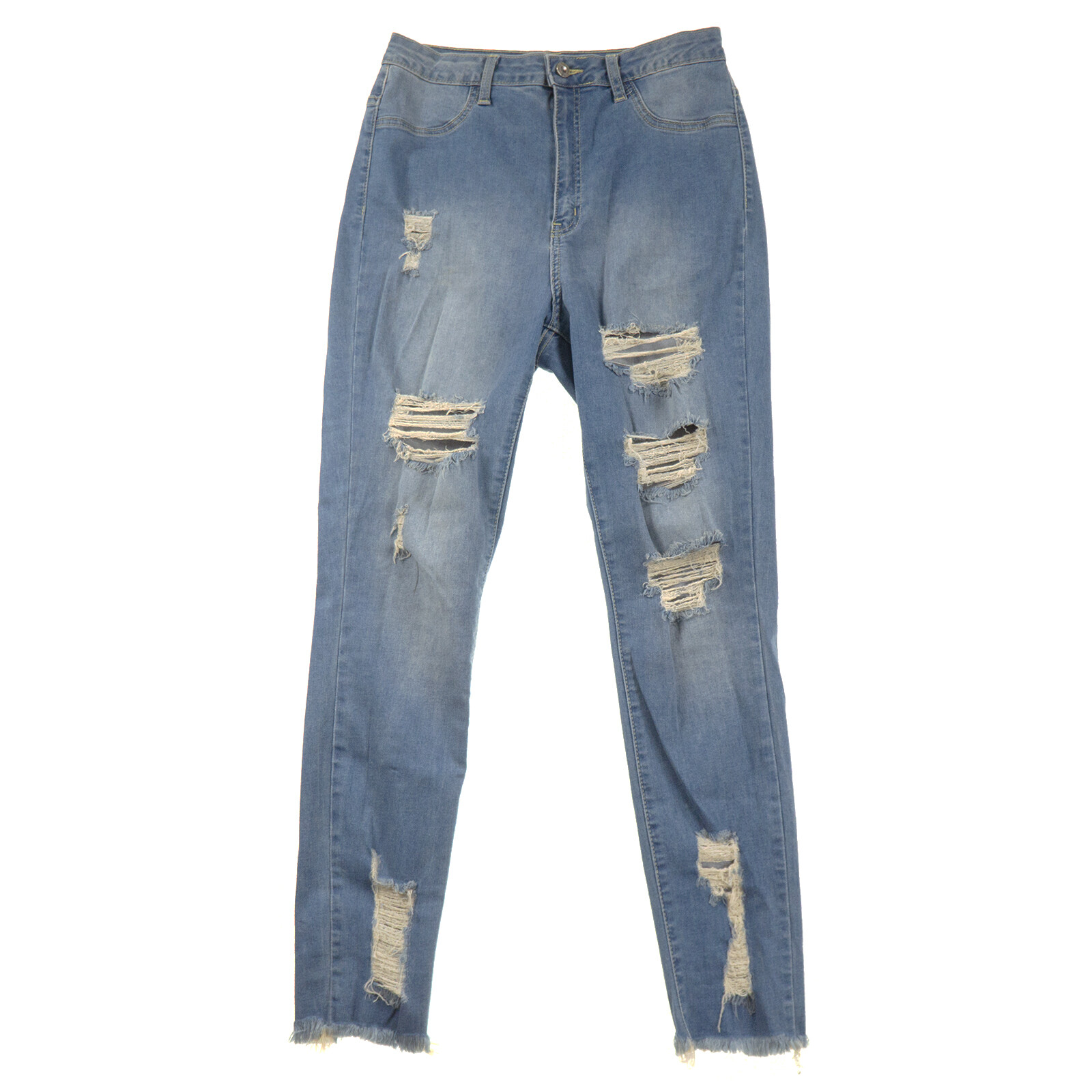 Aphrodite Skinny Jeans Juniors 15 Distressed High Rise Light Blue Denim-image