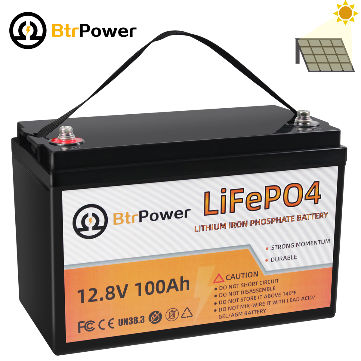 Batterie LiFePO4 12V 100Ah 1280Wh – BMS 100A – 15000 cycles – Protection basse température – Pour systèmes solaires, camping-cars, bateaux