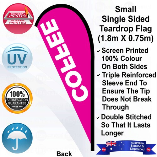 COFFEE Pink 2.4m Teardrop Flag/Banner Kit with Spike *Advertising *Eye Catching - Picture 3 of 10