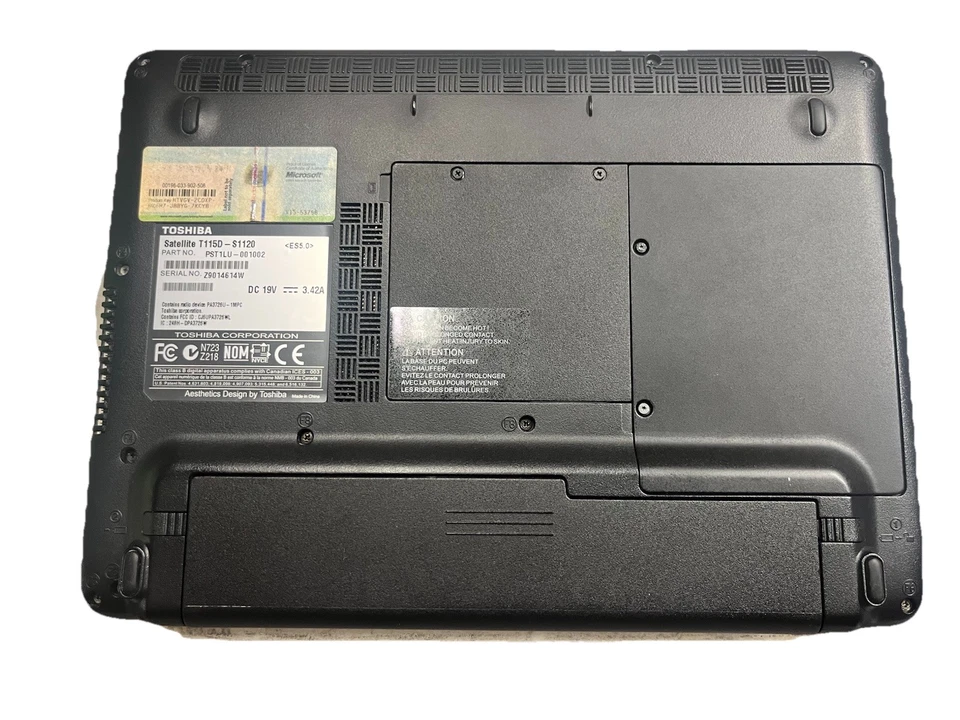 Computadora portátil TOSHIBA Satellite T115D-S1120 Nova negra Netbook IOB Foto 4 de 4