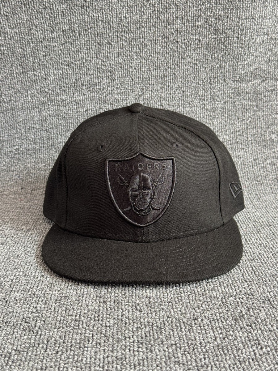 New Era Raiders 59FIFTY Fitted Flat Brim Black 7 1/4 NFL Hat 7 1/4 (57.7cm)