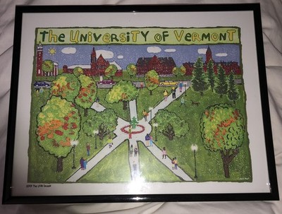 Dug Nap University Of Vermont UVM green Print, Framed 8.75x11.25 