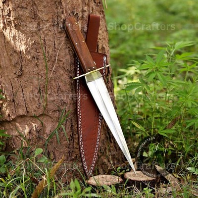 Arkansas Toothpick Dagger Handmade D2 Dagger Hunting  knife with Leather Sheath.