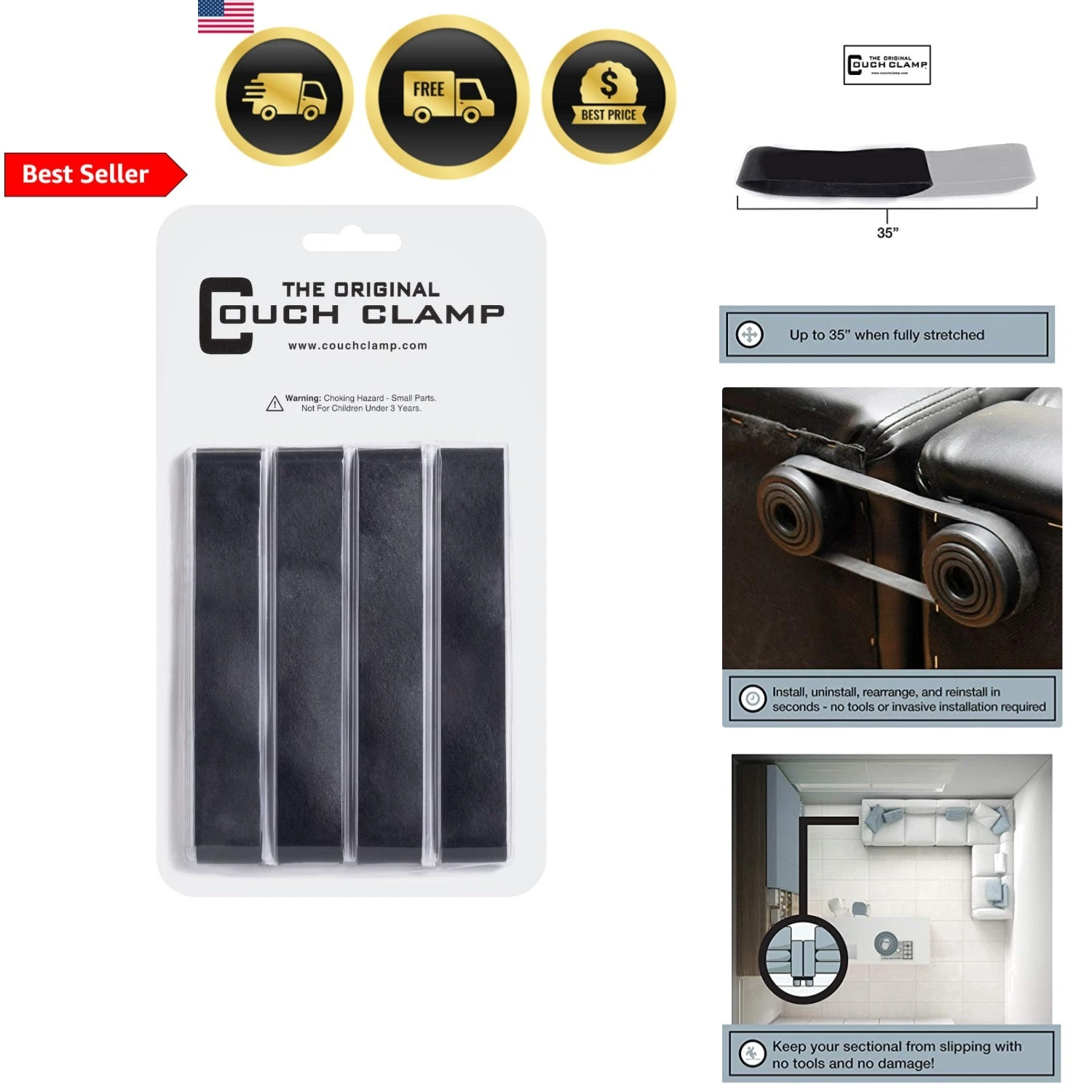 Heavy Duty Couch Connector for Sectional Sofa 4 Pack - Easy Install & Uninstall
Opens in a new windo