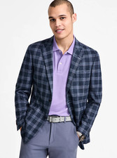 Nautica Men Modern Fit Sport Coat Blue Window Pane Size 42R