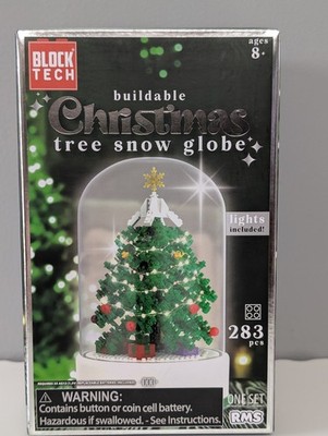 GREEN BLOCK TECH Buildable Christmas Tree Snow Globe Lights Included 283 PCS MIB