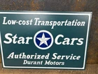 Vintage Star Cars Sign Service Station Parts Gas Oil Can Motor Ford Chevy Buick