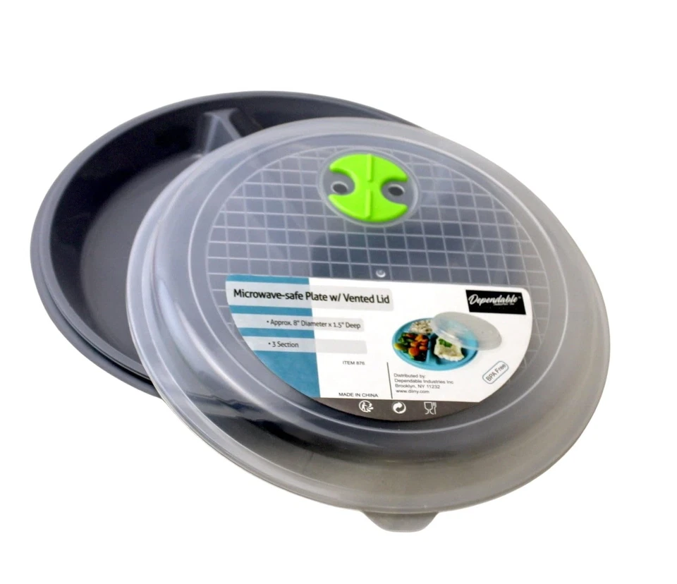 4-Pack Divided Microwave Plates with Vented Lids – BPA-Free, Stackable Meal P... - Image 2 of 4