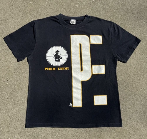 90s Public Enemy Rap Logo T-Shirt Top Heavy Medium 1990s vintage concert t-shirt, vintage, size M, single stitch, B+ condition