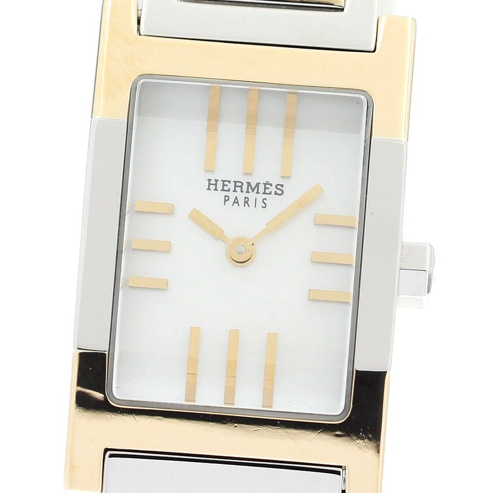 HERMÈS OROLOGIO HERMES TA1.220 TANDEM QUARZO QUADRANTE BIANCO CONCHIGLIA SS GP COMBINAZIONE DONNA F S