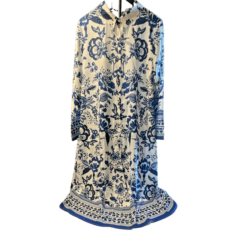 Beautiful Floral Salwar Kameez White Blue Polyester XL Women’s
