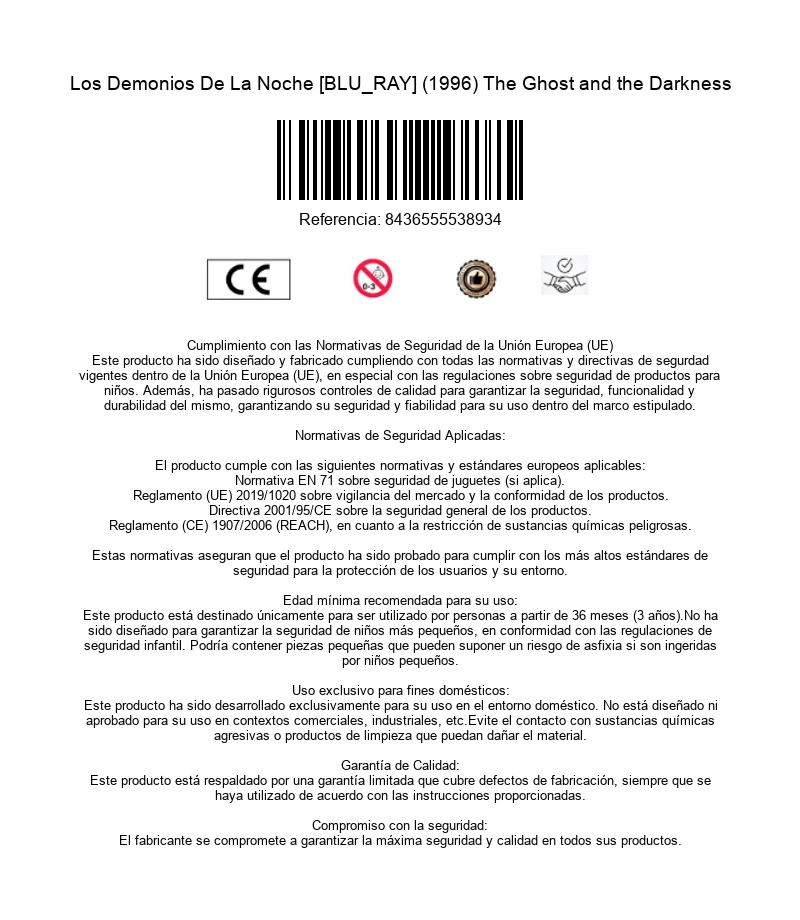 Los Demonios De La Noche [BLU_RAY] (1996) The Ghost and the Darkness - Imagen 3 de 3