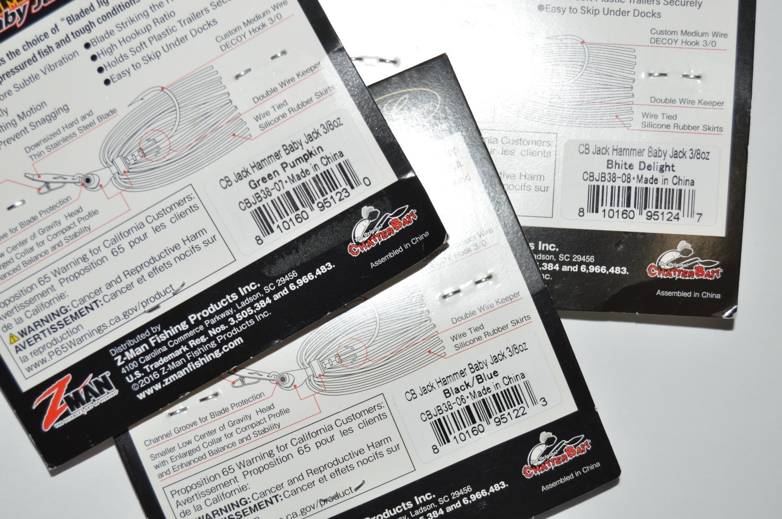 3 lures evergreen zman baby jack hammer chatterbait 3/8oz bladed jig assortment - Image 2